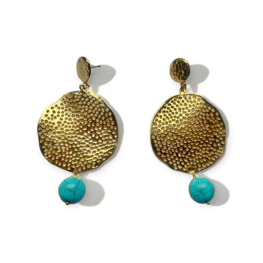 Gold Turkey Turquoise Chunky Earrings