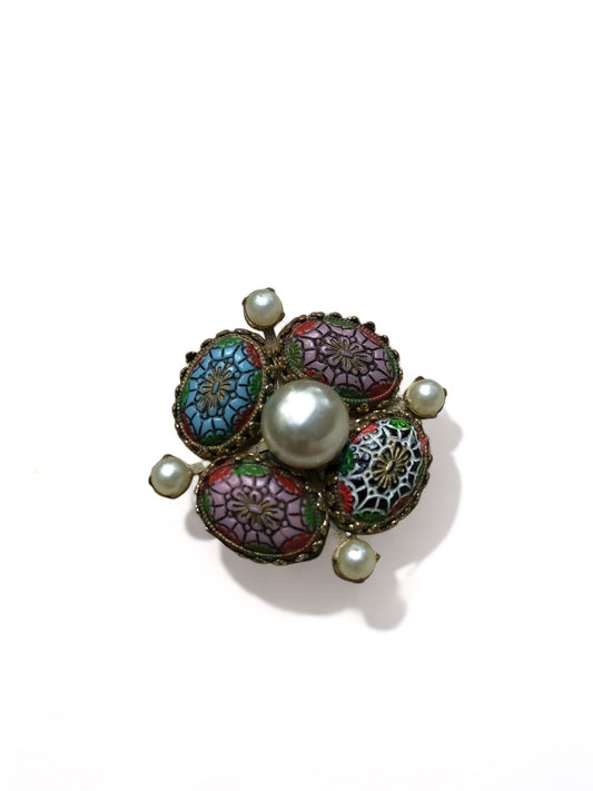 Flower Brooch with Pearls